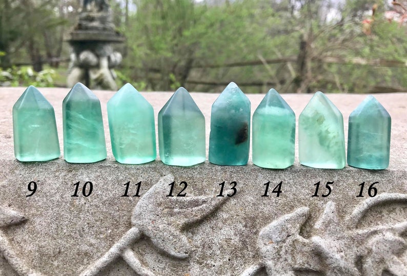 Green Fluorite Towers ~ Rounded Tip - Gem Realm 