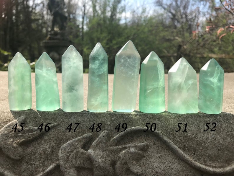 Green Fluorite Towers ~ Rounded Tip - Gem Realm 