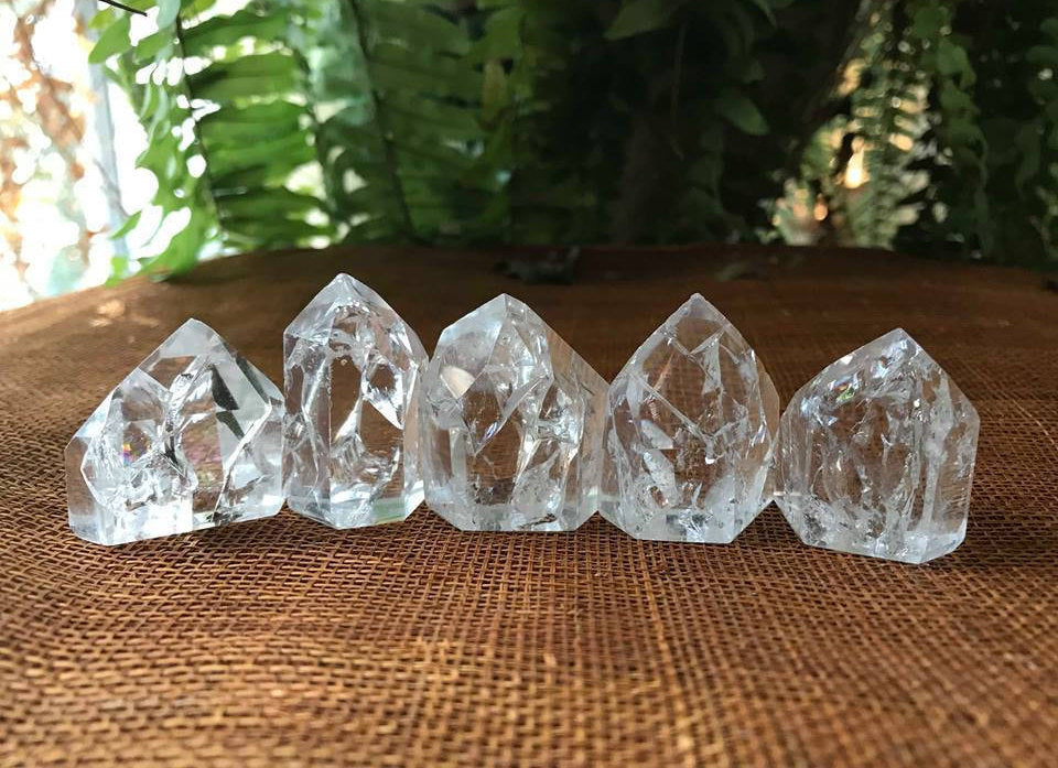 Large Fire & Ice Crackle Quartz Crystal generator tower point ~ Brazil store