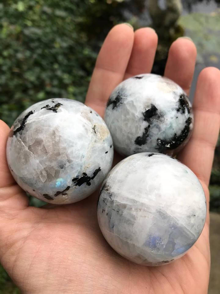 Rainbow Moonstone Spheres - Gem Realm 