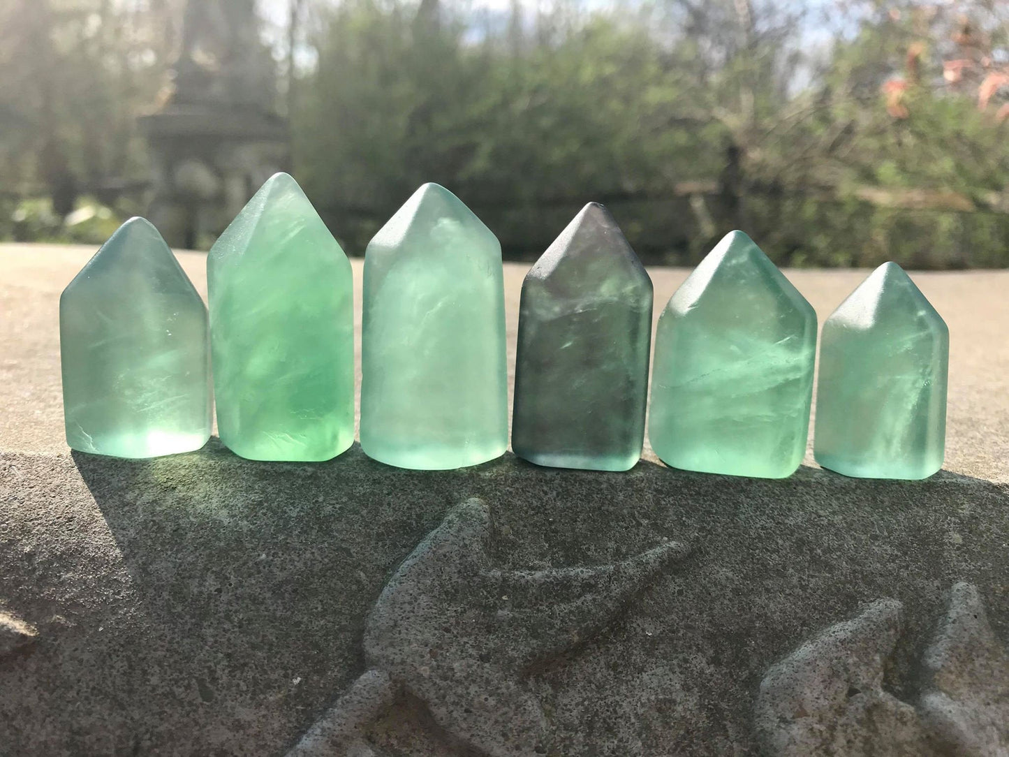 Green Fluorite Towers ~ Rounded Tip - Gem Realm 